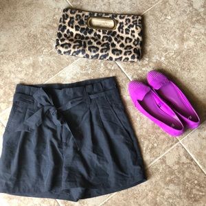 H&M Black High Waisted Tie Shorts